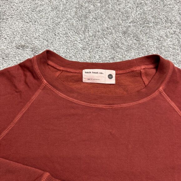 Back Beat Rags Pullover Sweatshirt Womens Large Rust Brown Crew Raglan Casual - Picture 3 of 13